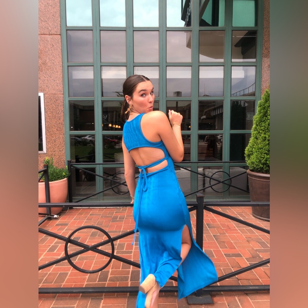 Blue maxi cutout dress